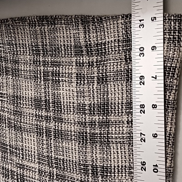 Zara 8 Textured Raw Fringe Edged Trouser Pants Boot Cut Glen Plaid Black Cream - Picture 7 of 10